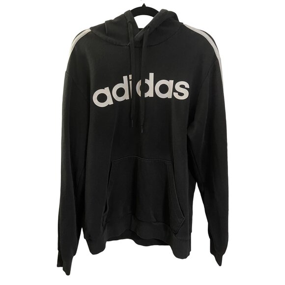 Adidas Black Hoodie with Classic Three Stipes Mens size Medium - Picture 2 of 10